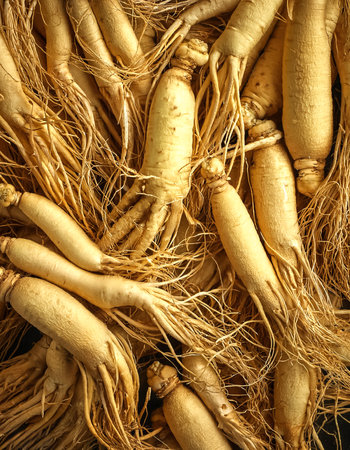 Lots of ginseng. ginseng Background Conceptの写真素材