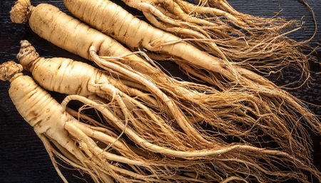 Lots of ginseng. ginseng Background Conceptの写真素材