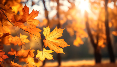 Foliage in the park. Autumn fall leaves of maple trees. Natural autumn background.の写真素材