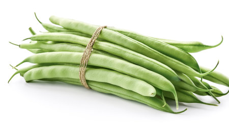 green beans fresh vegetable isolated on white backgroundの写真素材