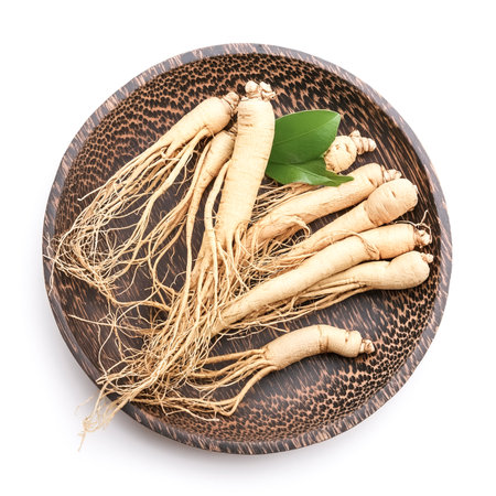 ginseng isolated on white backgroundの写真素材