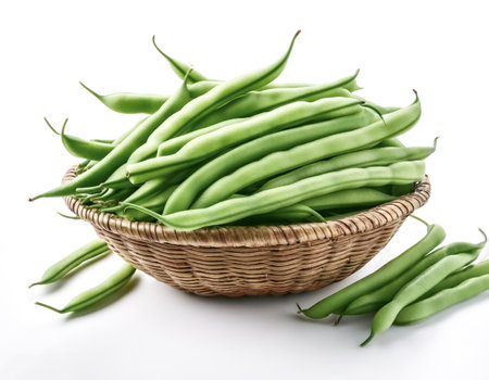 green beans fresh vegetable isolated on white backgroundの写真素材