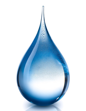 Natural water drop isolated on white backgroundの写真素材