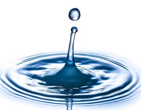 Natural water drop isolated on white backgroundの写真素材