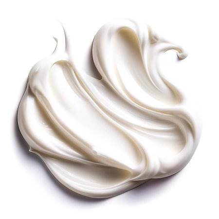 Smears of beautiful white cream on an empty background. isolated on white background