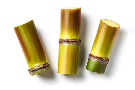 stalks of sugar cane isolated on white backgroundの写真素材
