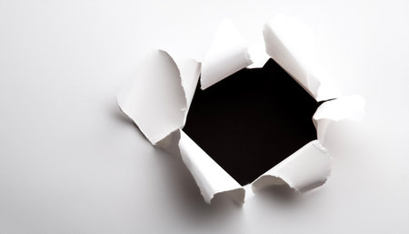 a white paper hole torn