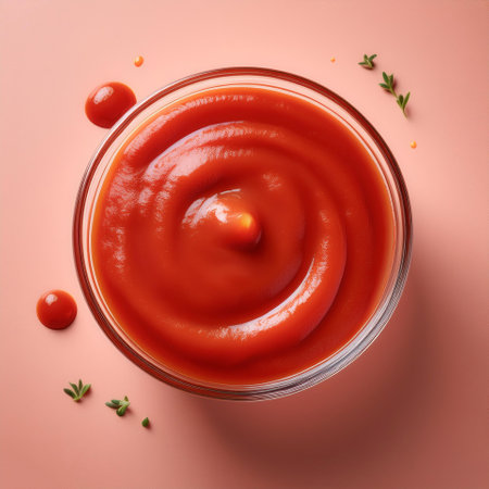 tomato sauce, isolated on a pastelの写真素材