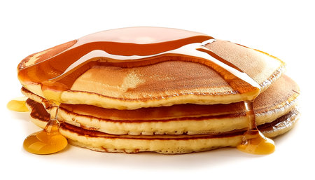 Pancakes with Syrup isolated on a white backgroundの写真素材
