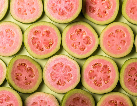 Fresh sweet Guava slices pattern backgrond, close upの写真素材