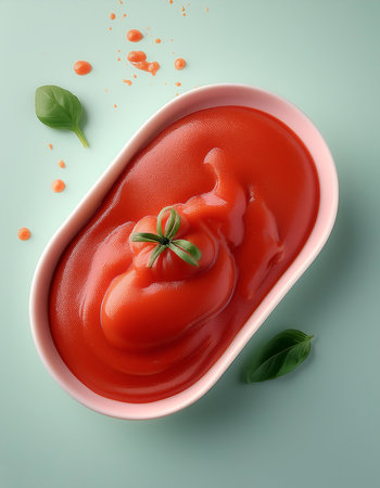 tomato sauce, isolated on a pastelの写真素材
