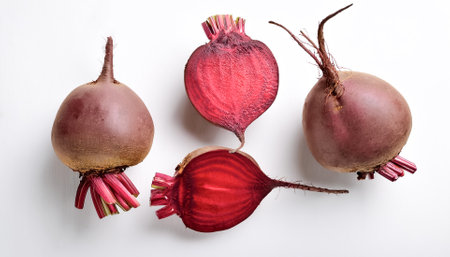 A Fresh Beetroot on a white backgroundの写真素材