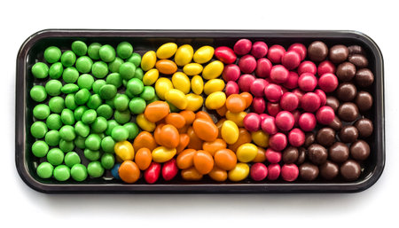 various kinds of colorful candy isolated on white background