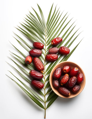 raw date palm or kurma isolated on white backgroundの写真素材