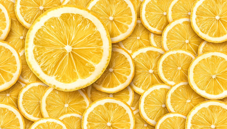 Fresh lemon slices pattern backgrond, close up