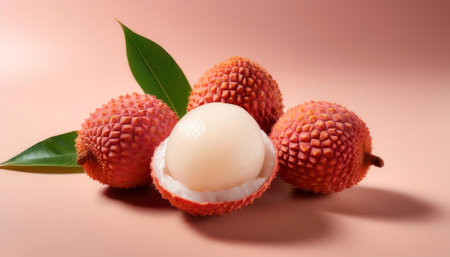 lychee, isolated on a pastelの写真素材