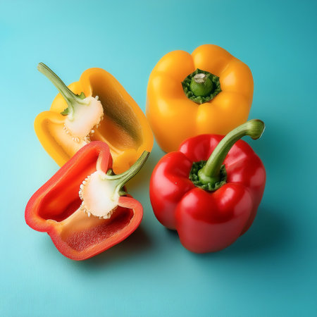 Paprika fruit, isolated on a pastelの写真素材