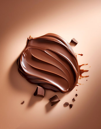 Smear of tasty chocolate paste, isolated on a pastelの写真素材