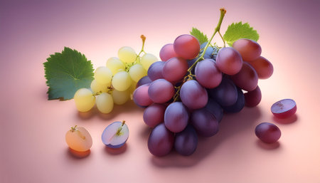 grapes, isolated on a pastelの写真素材