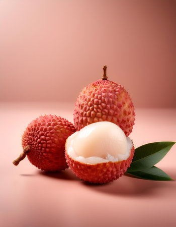 lychee, isolated on a pastelの写真素材