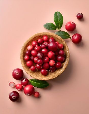 Cranberry fruit, isolated on a pastelの写真素材