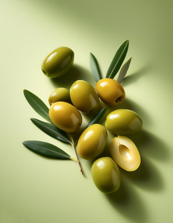 Olive fruit, isolated on a pastelの写真素材