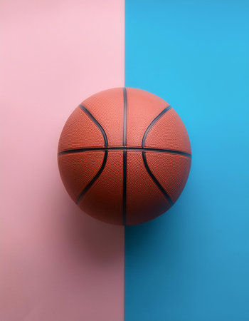 Basketball Ball, isolated on a Soft blue and Pink Pastelの写真素材