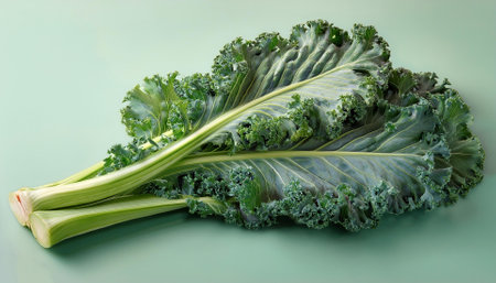 Kale vegetables, isolated on a Pastelの写真素材