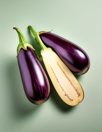 Eggplant vegetables, isolated on a pastelの写真素材