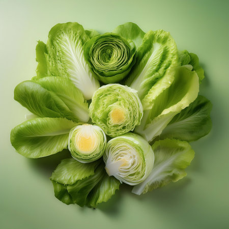 Lettuce vegetables, isolated on a pastelの写真素材