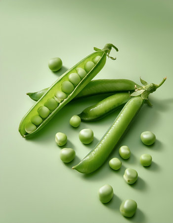 Green Peas vegetables, isolated on a pastelの写真素材