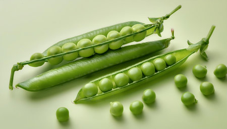 Green Peas vegetables, isolated on a pastelの写真素材