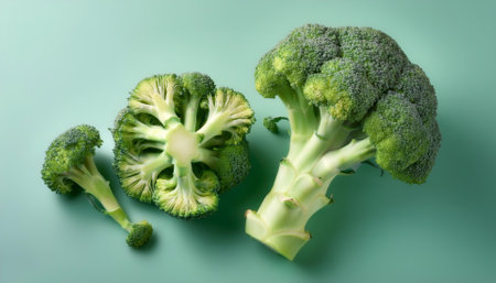 Broccoli vegetables, isolated on a pastelの写真素材