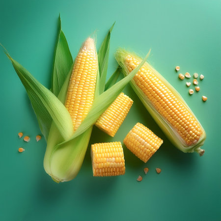 Corn vegetables, isolated on a pastelの写真素材