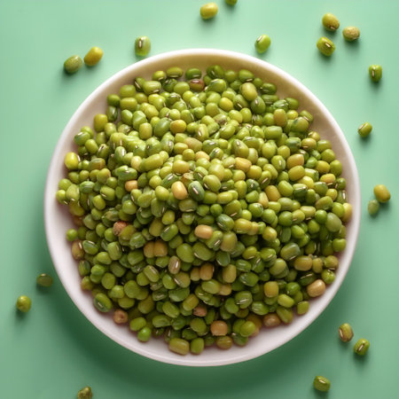Mung beans vegetables, isolated on a pastelの写真素材