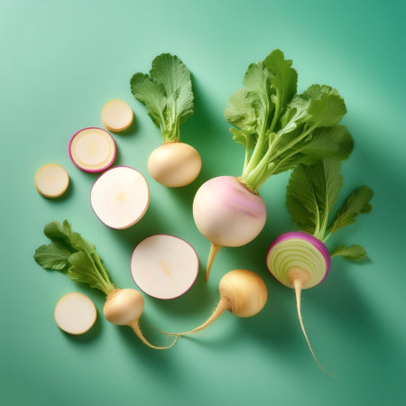 Turnip vegetables, isolated on a pastelの写真素材