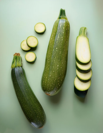 Zucchini vegetables, isolated on a pastelの写真素材