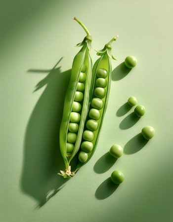 Green Peas vegetables, isolated on a pastelの写真素材