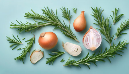 Rosemary vegetables, isolated on a pastelの写真素材