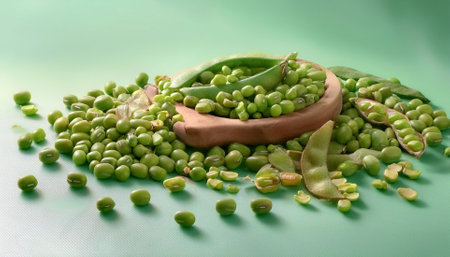 Mung beans vegetables, isolated on a pastelの写真素材