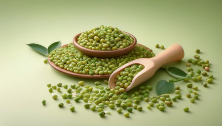 Mung beans vegetables, isolated on a pastelの写真素材