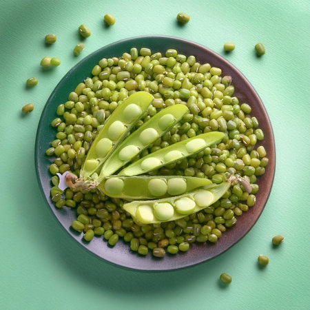 Mung beans vegetables, isolated on a pastelの写真素材