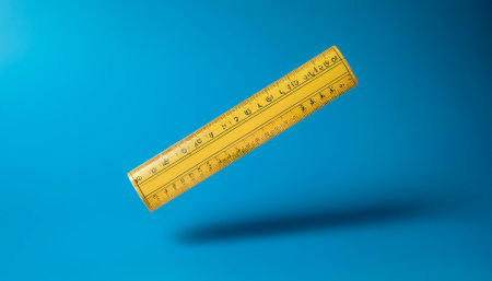 Ruler clips floating or flying isolated on light blue backgroundの写真素材