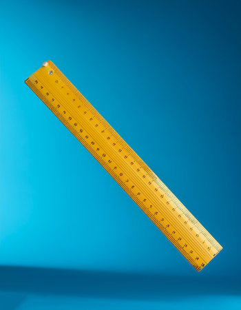 Ruler clips floating or flying isolated on light blue backgroundの写真素材