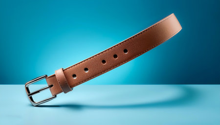 watch strap floating or flying isolated on light blue backgroundの写真素材