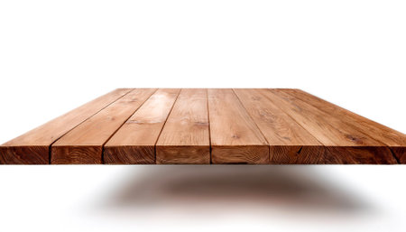 rustic table top isolated on white backgroundの写真素材