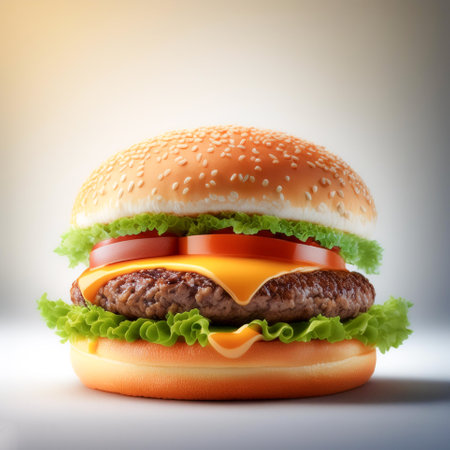 fresh tasty burger on light backgroundの写真素材