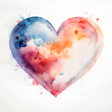watercolor heart. Concept love, relationship, art isolated on white backgroundの写真素材