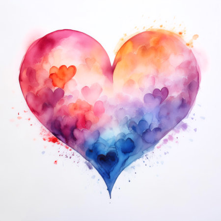 watercolor heart. Concept love, relationship, art isolated on white backgroundの写真素材