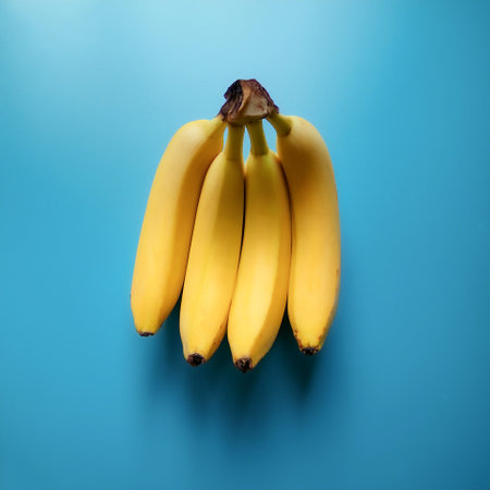 Banana fruit, isolated on a pastel blueの写真素材